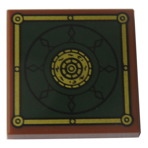 Tile 2 × 2 with Circle inside Square Print Rotbraun