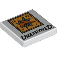 Tile 2 × 2 with Yellow Windrose, 'UNEARTHED' print White