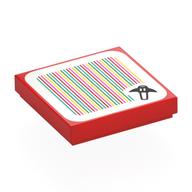 Tile 2 × 2 with Bat, Barcode print (Sticker) Rot