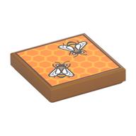 Tile 2 × 2 with Honeycomb with Two Bees (Beehive) Print Mittelnougat