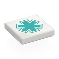 Tile 2 × 2 with Dark Turquoise Star of Life print White