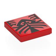 Tile 2 × 2 with Black Tattoo Decoration print Red