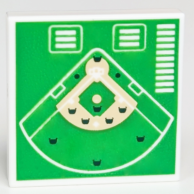 Tile 2 × 2 with Baseball Field Plan Print Weiß