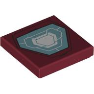 Tile 2 × 2 with Sand Green/White Rectangle Arc Reactor print Dark Red