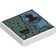 Tile 2 × 2 with Map, Trail, Red Panda, Tree print White