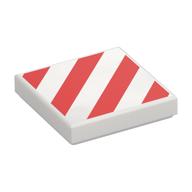 Tile 2 × 2 with Red Danger Stripes print Weiß