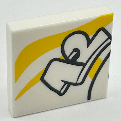 Tile 2 × 2 with '12' and Yellow Background Print White