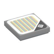 Fliese 2 × 2 mit Schatztruhe und Strichcode (bedruckt) (Sticker)