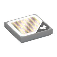 Fliese 2 × 2 mit weißem Schlüssel auf schwarzem Dreieck und Barcode (bedruckt) (Sticker)