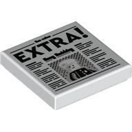 Tile 2 × 2 with Newspaper, 'EXTRA!' print White