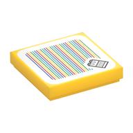 Tile 2 × 2 with Baby Yoshi and Barcode Print (Sticker) Gelb