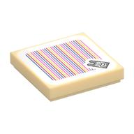 Tile 2 × 2 with Nabbit Head and Barcode Print (Sticker) Tan