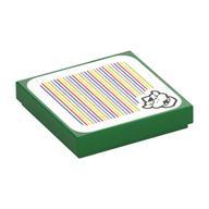 Fliese 2 × 2 mit Bowser-Kopf und Barcode (bedruckt) (Sticker) in Grün