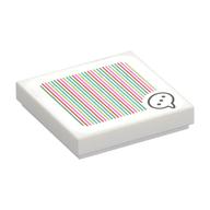 Tile 2 × 2 with Speech Bubble with 3 Dots and Barcode Print (Sticker) Weiß