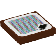 Tile 2 × 2 with Clockwork Boot and Barcode Print (Sticker) Rotbraun