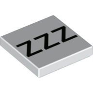 Tile 2 × 2 with Black 'ZZZ' print White