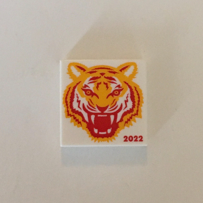 Tile 2 × 2 with Year of Tiger 2022 Print White