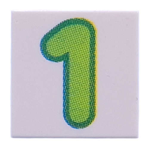 Tile 2 × 2 with Green '1' print Weiß