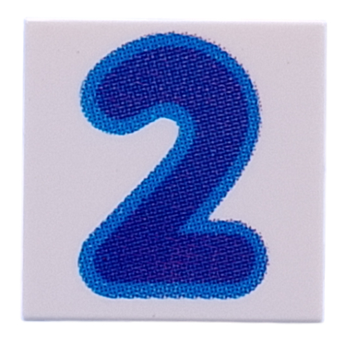Tile 2 × 2 with Dark Blue '2' print Weiß