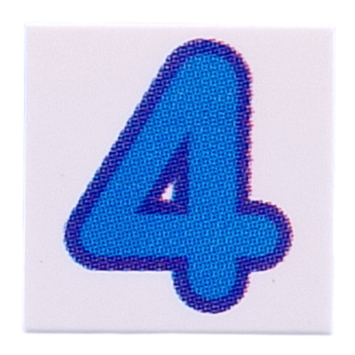 Tile 2 × 2 with Blue '4' print White
