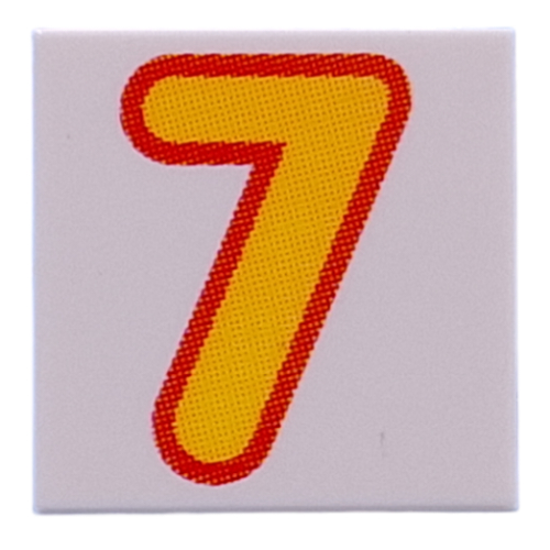 Tile 2 × 2 with Bright Light Orange '7' print White