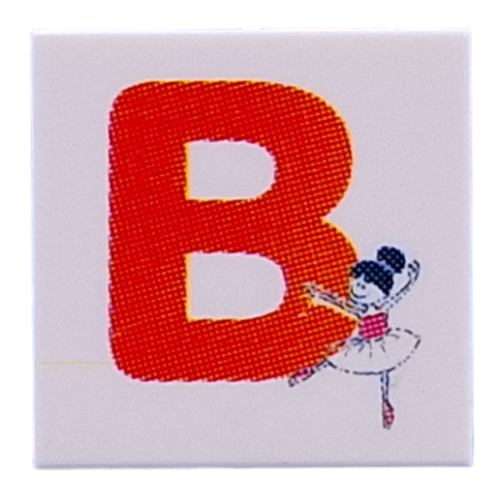 Tile 2 × 2 with Red 'B', Ballerina print White