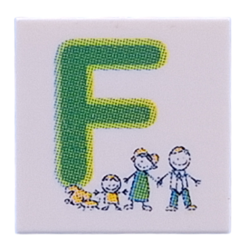Tile 2 × 2 with Green 'F', Family print White