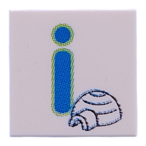 Tile 2 × 2 with Blue 'I', Igloo print White