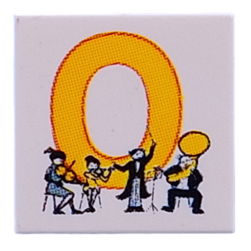 Tile 2 × 2 with Yellow 'O', Orchestra print White