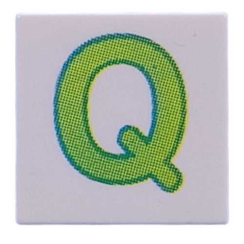 Tile 2 × 2 with Lime 'Q' print Weiß