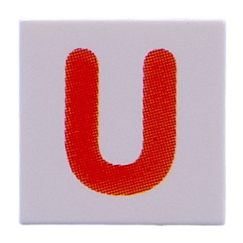 Tile 2 × 2 with Red 'U' print White