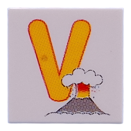 Tile 2 × 2 with Yellow 'V' print White
