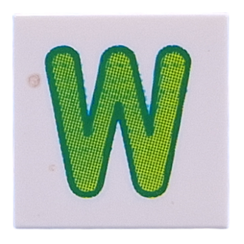 Tile 2 × 2 with Lime 'W' print White