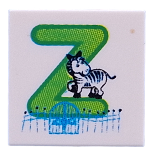 Tile 2 × 2 with Lime 'Z', Zebra print White