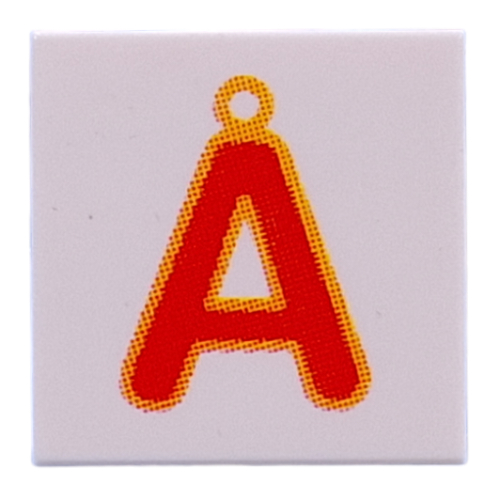 Tile 2 × 2 with Red 'Å' print Weiß