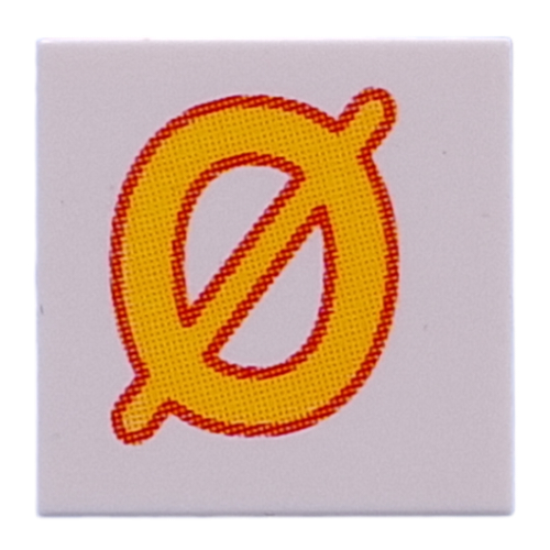 Tile 2 × 2 with Yellow 'Ø' print White