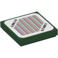 Fliese 2 × 2 mit 'START' in zwei Ecken und Barcode (bedruckt) (Sticker)
