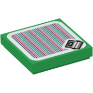 Tile 2 × 2 with Coin Coffer and Barcode Print (Sticker) Green