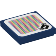 Tile 2 × 2 with Bully and Barcode Print (Sticker) Dunkelblau