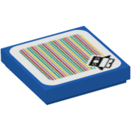 Tile 2 × 2 with Baby Penguin and Barcode Print (Sticker) Blau