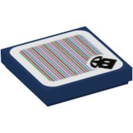 Tile 2 × 2 with Parachute Bob-Omb and Barcode Print (Sticker) Dark Blue