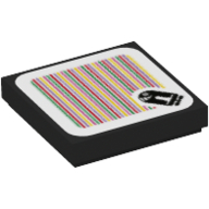 Tile 2 × 2 with Torpedo Ted and Barcode Print (Sticker) Schwarz