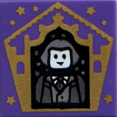 Tile 2 × 2 with Wizard Card Garrick Ollivander print Dunkellila