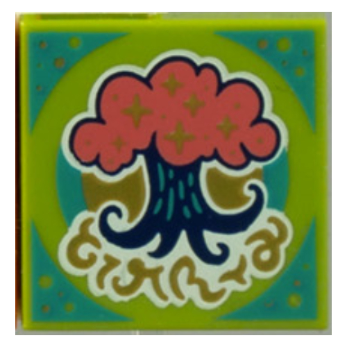 Tile 2 × 2 with Magical Forest print (43110-1) Lime