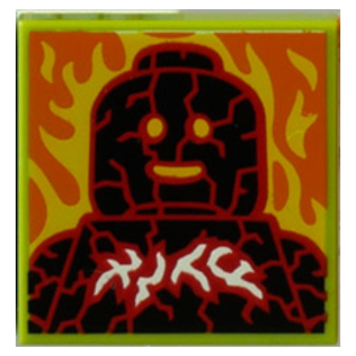 Tile 2 × 2 with Burning Lava print (43109-1) Lime