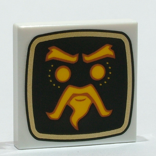 Tile 2 × 2 with Black Square, Gold Master Wu Drawing print White