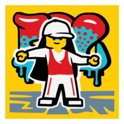 Tile 2 × 2 with Street Dance print Yellow