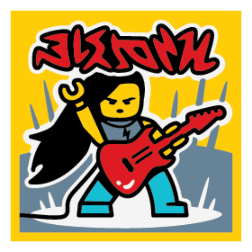 Tile 2 × 2 with Rock Poses print Gelb