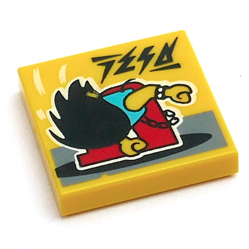 Tile 2 × 2 with Rock Out print Gelb