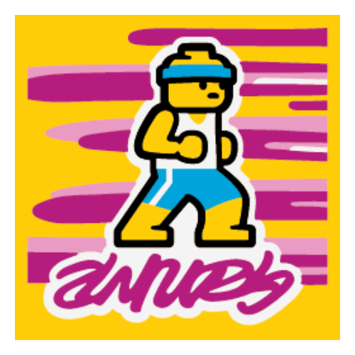 Tile 2 × 2 with Rhythm Dance print Gelb